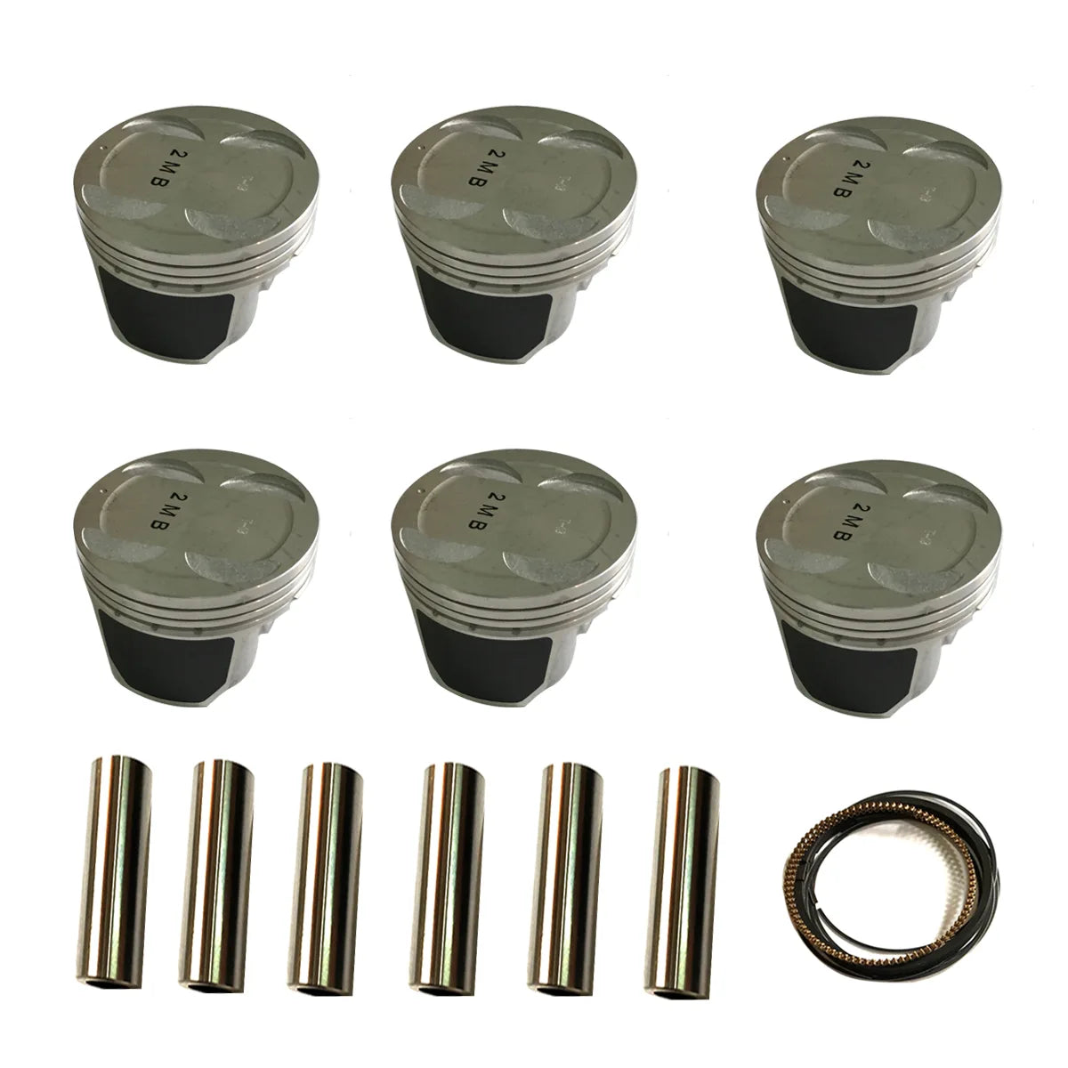6X Pistons W Ring Set Pins For Santa Fe Carnival Magentis Optima MU 2.7L 2006-2014