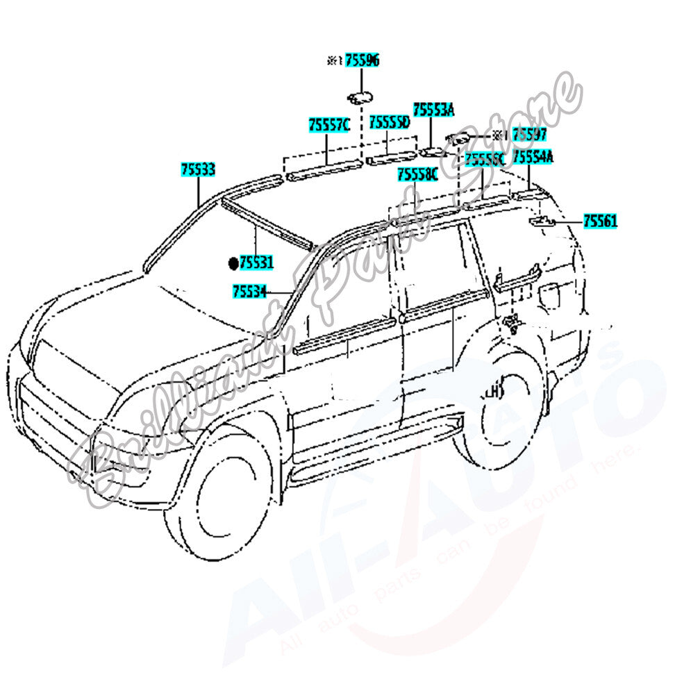 17pcs  Roof Moldings Front Plastic Seal Covers Fit For Land Cruiser GX470 03-09