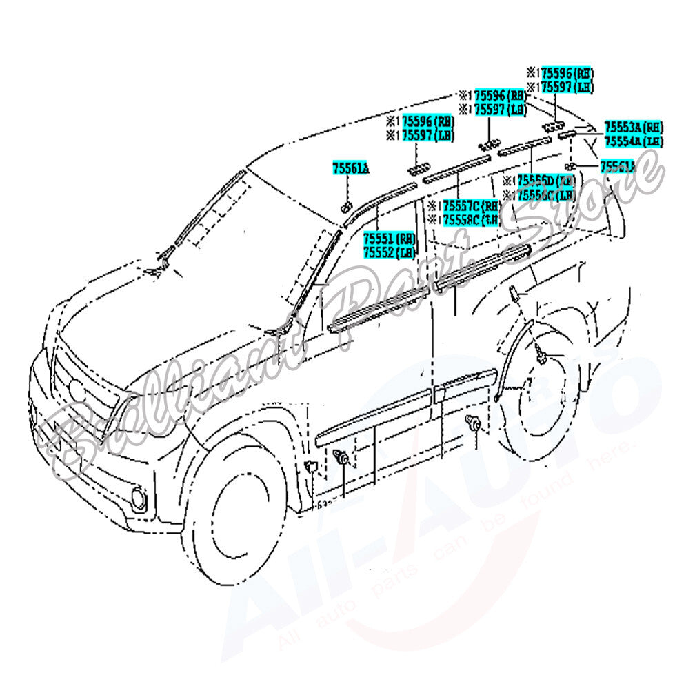 18pcs Roof Mouldings W Clips Plastic Seals Covers  Fit For GX460 GX400 10-19
