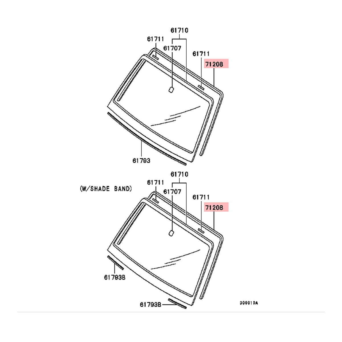 1X Windshield Glass Molding Seal For Montero Pajero MK3 MK4 V73W V75W V77W V93W V98W 00-21