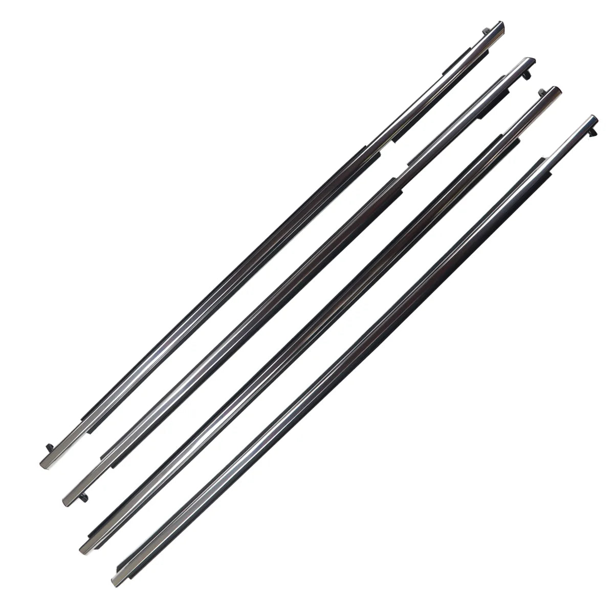 4X FL FR RL RR Chrome Outside Window Moldings Weatherstrips Fit For 4Runner 2014-2021